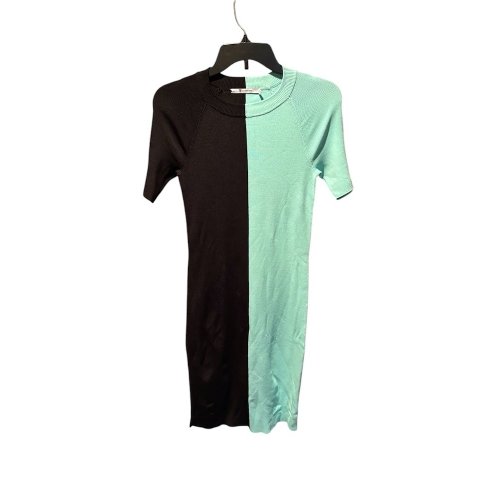 T by Alexander Wang Short Sleeve Dress Black Turquoise Small